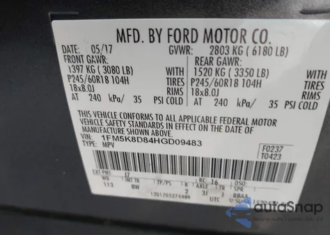 2017 Ford Explorer Xlt z USA, uszkodzony, nr VIN 1FM5K8D84HGD09483